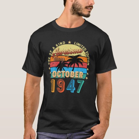 1947素晴らし年10月75日誕生日有限会社E Tシャツ (正面)