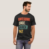 1947素晴らし年3月誕生日第76飾り以降 Tシャツ (正面フル)