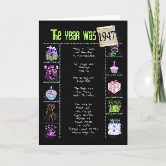 1947誕生日おもしろいトリビア カード (正面)
