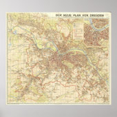 1947 Dresden City Map, German Urban Design ポスター (正面)