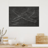 1948プッシャー飛行機特許スケッチプリント ポスター (キッチン)