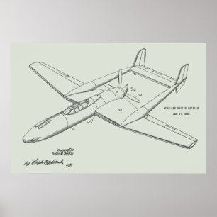 1948プッシャー飛行機特許スケッチプリント ポスター