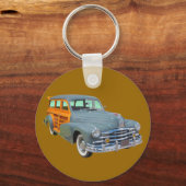 1948ポンティアックシルバーストリーク木質アンティーク車 キーホルダー (正面)