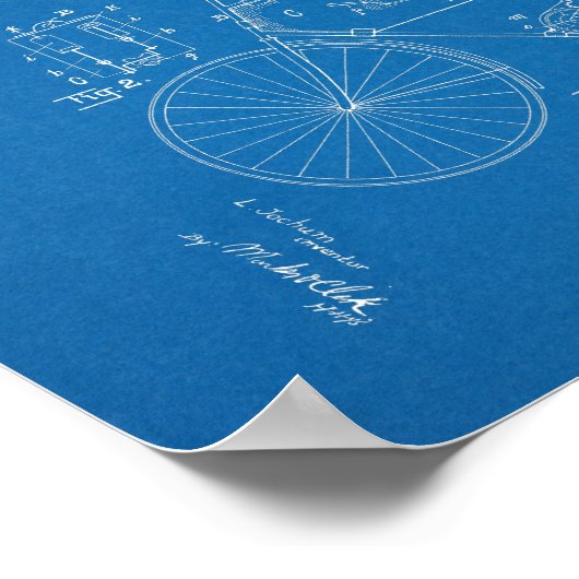 1948ヴィンテージシュウィン自転車特許ブループリントアート ポスター (角)