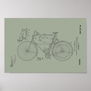 1948ヴィンテージシュウィン自転車特許プリント ポスター