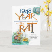 1948中国の〔占星術の〕十二宮図ラトおもしろい誕生日 カード (黄色い花)