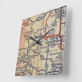 1948大きい石ヴィンテージマップ スクエア壁時計 (傾斜)