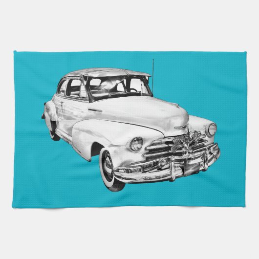 1948年のシボレーFleetmaster車のイラストレーション キッチンタオル (横)