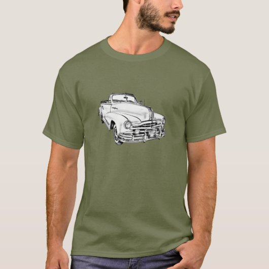 1948年のポンティアクの銀製の縞車のイラストレーション Tシャツ (正面)