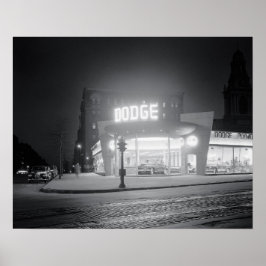 1948年の夜の自動車販売店。ヴィンテージ写真 ポスター