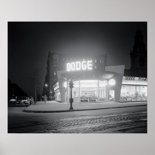 1948年の夜の自動車販売業者、ヴィンテージ写真 ポスター (正面)