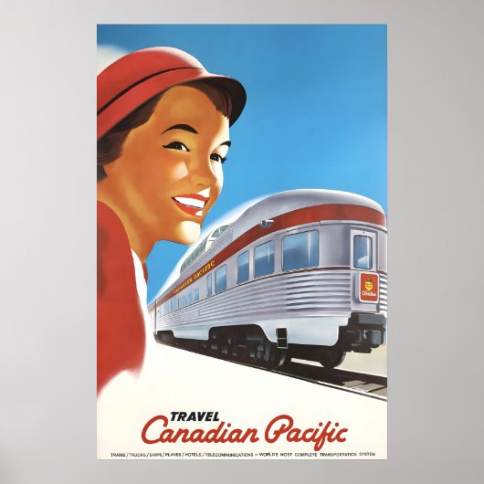 1948年カナダ鉄道旅行 ヴィンテージスタイル ポスター (正面)