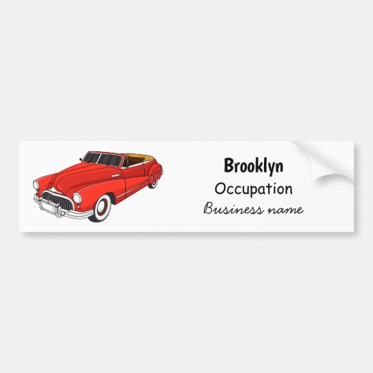1948年クラシックレッド自動車  バンパーステッカー (正面)