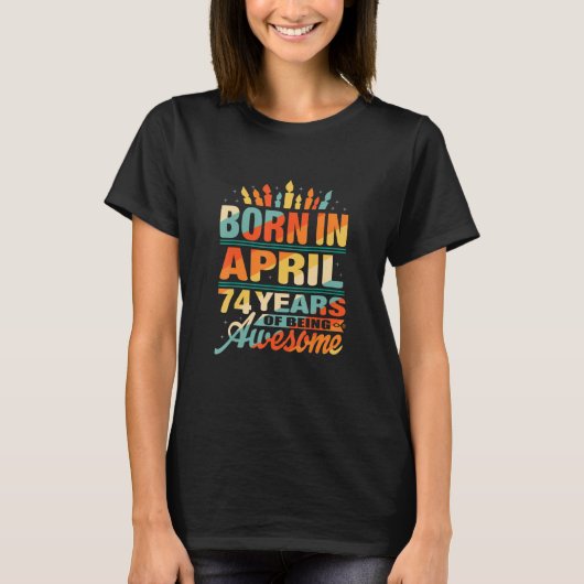 1948年4月74歳74誕生日蝋燭グラフ Tシャツ (正面)