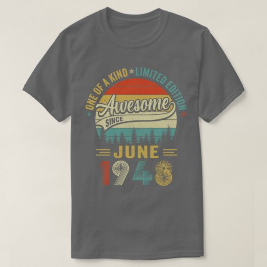 1948年6月ヴィンテージ75歳レトロ75誕生日 Tシャツ (デザイン正面)