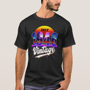 1948年7月レトロ73誕生日Vaporwave 70 Sスタイル Tシャツ