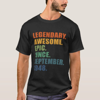 1948年9月75年男性女性記念日75日 Tシャツ
