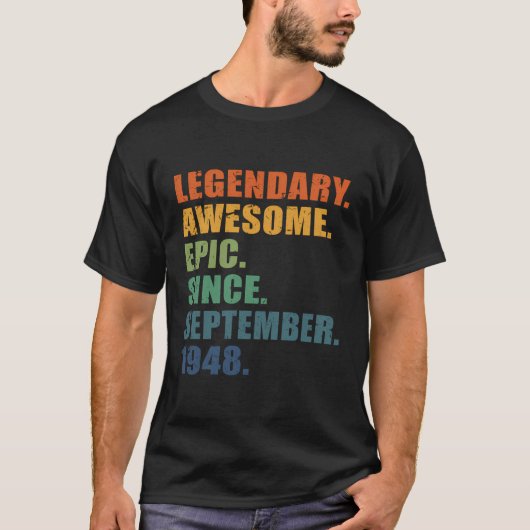 1948年9月75年男性女性記念日75日 Tシャツ (正面)