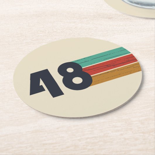 1948生まれ年のヴィンテージ誕生日 ラウンドペーパーコースター (アングル)