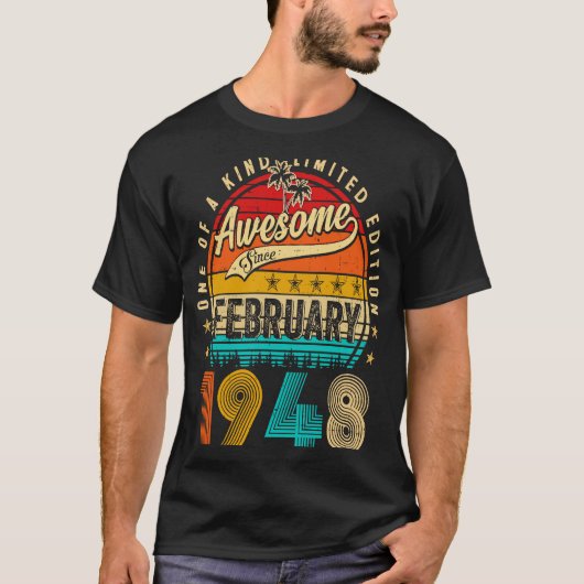 1948素晴らし年2月75歳から75歳 Tシャツ (正面)