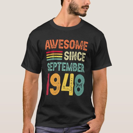 1948素晴らし年9月74日誕生日74年 Tシャツ (正面)