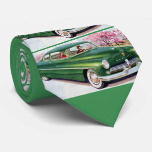 1949グリーンマーキュリーセダンプリント ネクタイ