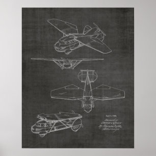 1949年飛んでいる自動車航空機特許スケッチプリント ポスター