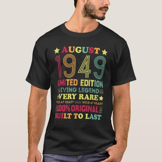 1949年8月  1949 73歳 誕生日 2 Tシャツ (正面)