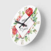 1949 70誕生日女性-水彩バラ ラウンド壁時計 (傾斜)