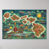ヴィンテージハワイ島の地図（1906年） ポスター | Zazzle.co.jp