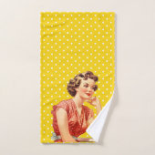 1950かわいらし年の女の子カラフルヴィンテージ黄 バスタオルセット (ハンドタオル)