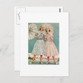 1950かわいらし年代の女性 ポストカード (正面/裏面)