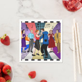 1950のカップル踊りレトロをテーマにした誕生日 スタンダードカクテルナプキン (インサイチュ)