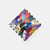 1950のカップル踊りレトロをテーマにした誕生日 スタンダードカクテルナプキン (角)