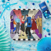 1950のカップル踊りレトロをテーマにした誕生日 ペーパープレート (パーティー)