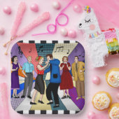 1950のカップル踊りレトロをテーマにした誕生日 ペーパープレート (パーティー)