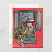 1950のクリスマスカード、胸とプレゼント、球根 シーズンポストカード (正面/裏面)