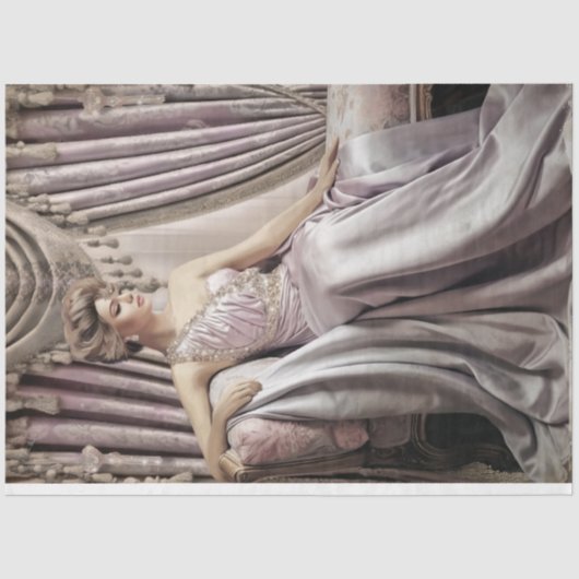 1950のグラムウーマンの美しい薄紫ポートレート 薄葉紙 (正面)