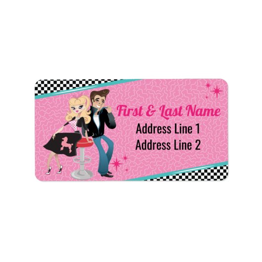 1950のダイナーレトロジュークボックスバースデーパーティーSock Hop ラベル (正面)