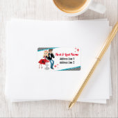 1950のダイナーレトロジュークボックスバースデーパーティーSock Hop ラベル (インサイチュ)