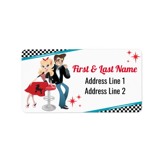 1950のダイナーレトロジュークボックスバースデーパーティーSock Hop ラベル (正面)