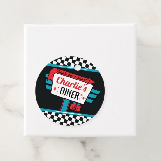 1950のダイナーレトロ誕生日お気に入りサークルのギフトラベル フェイバータグ (インサイチュ)