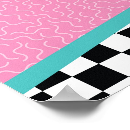 1950のダイナーレトロ誕生日パーティーソックホップデザイン ポスター (角)