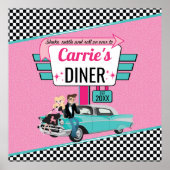 1950のダイナーレトロ誕生日パーティーソックホップデザイン ポスター (正面)