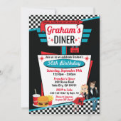 1950のダイナーレトロ誕生日パーティーソックホップデザイン 招待状 (正面)