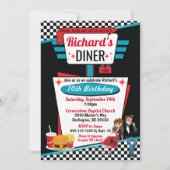 1950のダイナーレトロ誕生日パーティーソックホップデザイン 招待状 (正面)