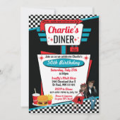 1950のダイナーレトロ誕生日パーティーソックホップデザイン 招待状 (正面)