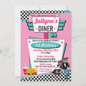 1950のダイナーレトロ誕生日パーティーソックホップデザイン 招待状 (正面)