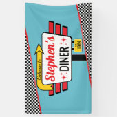 1950のダイナーレトロ誕生日パーティーsockホップバナー 横断幕 (縦)