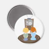 1950のテレビ視聴キッズ マグネット (正面/裏面)